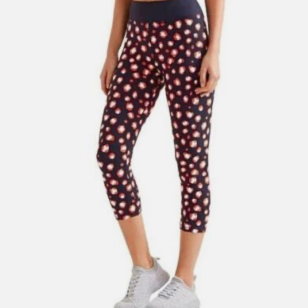 Tory Sport Women’s Spry Bengal Cropped Leggings Polka Dot M Blue White Red